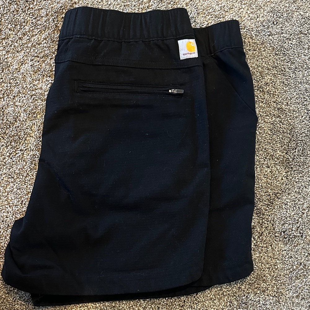 Carhartt Black Work Shorts with Zippered Back Pocket